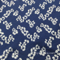 Tissu Jacquard Fantaisie Bleu Fleur Blanche